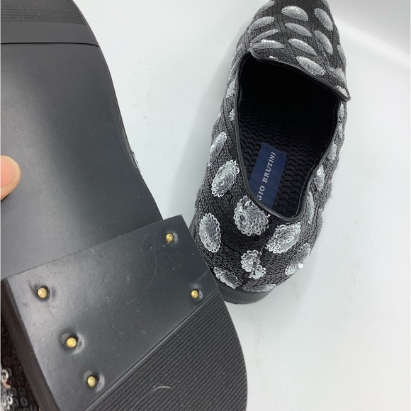 Giorgio Brutini Men's Black/Silver Polka Dot Sequin Slip-Ons - Picture 6 of 10